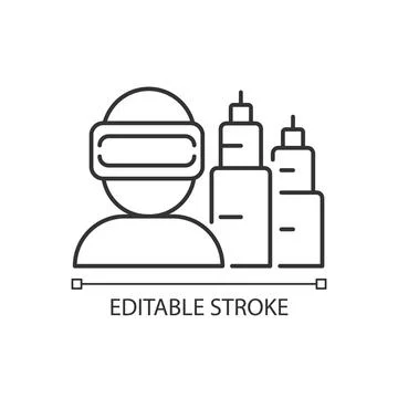 VR for project planning linear icon Stock Illustration