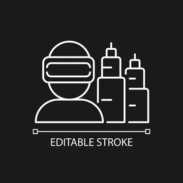 VR for project planning white linear icon for dark theme Stock Illustration