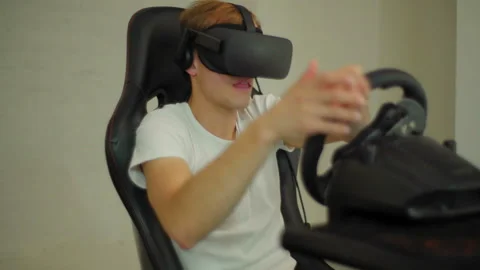 VR Racing simulator Stock Footage 97309880