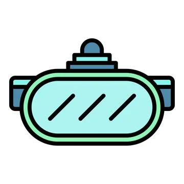Vr simulation helmet icon color outline vector 스톡 일러스트