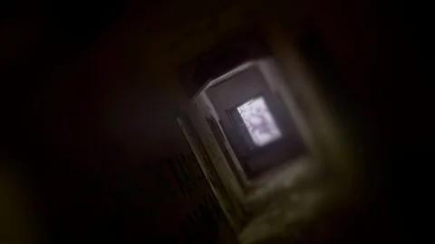 VR simulation horror video game in abandoned scary building Stock Footage 111866465