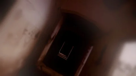VR simulation horror video game in abandoned scary building Stock Footage 111866581
