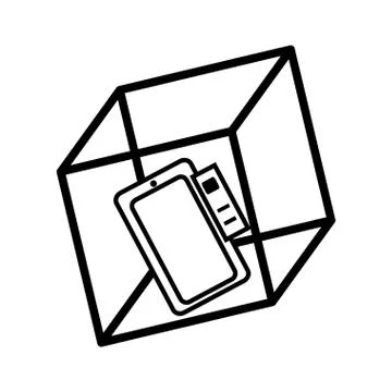 Vr smartphone online 3d model 360 outline Stock Illustration