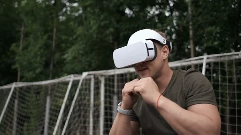 VR sport simulation training at the gym. Stock Footage 113041337