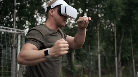 VR sport simulation training at the gym. Stock Footage 113064420