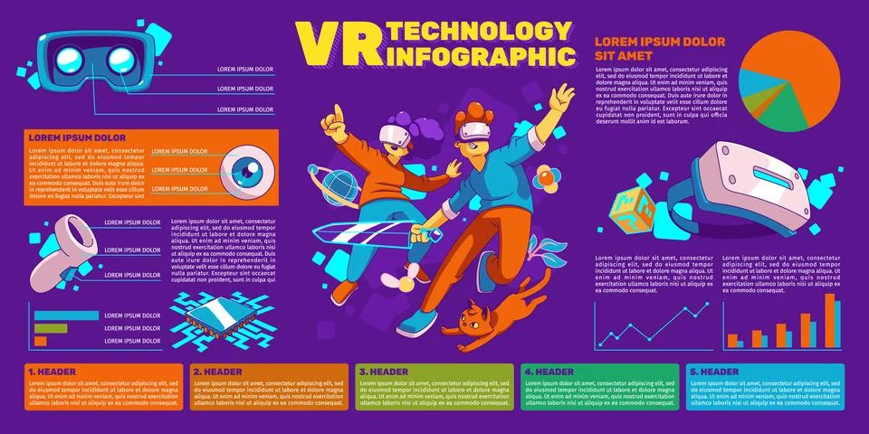 Vr technology infographic, visual chart, banner Stock Illustration