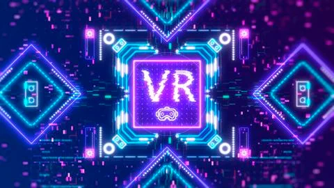VR technology sign concept. Virtual reality glasses interface symbol Ilustração Stock