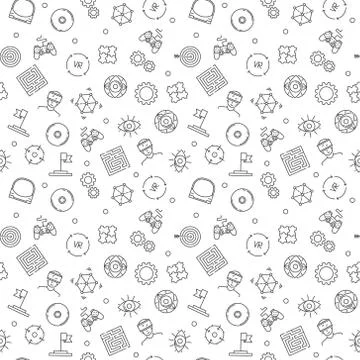 VR Technology vector seamless pattern in outline style イラスト素材