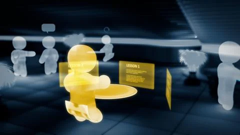 Vr user do learning on-line or internet education - industrial 3D rendering イラスト素材