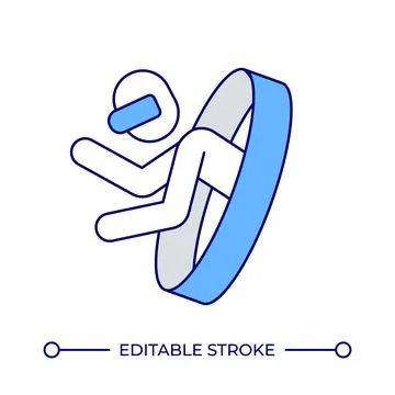 VR user walking through portal line color icon Stock Illustration