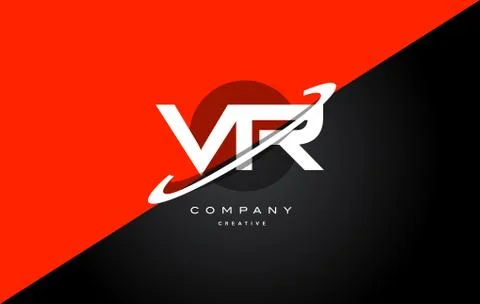 Vr v r  red black technology alphabet company letter logo icon Stock Illustration