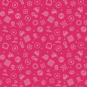 VR vector pattern. Virtual Reality outline seamless background Stock Illustration