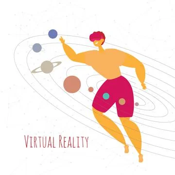VR virtual reality concept. A man explores space in virtual reality glasses. The Stock Illustration