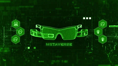 VR Virtual Reality Glasses Metaverse Sports Game 3D Cyberspace Futuristic Stock Footage 166832934