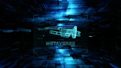 VR Virtual Reality Glasses Metaverse Sports Game 3D Cyberspace Futuristic Stock Footage 166833302