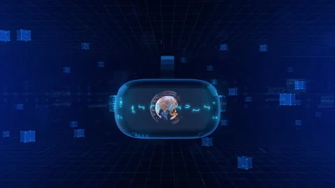 VR Virtual Reality Glasses Metaverse Sports Game 3D Cyberspace Futuristic Video stock 166833378
