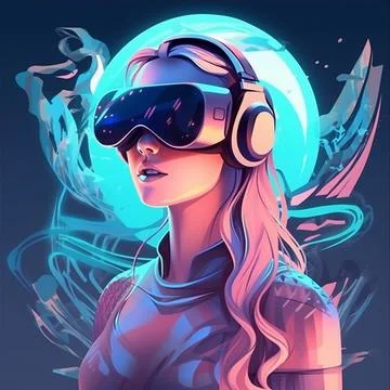 VR virtual reality goggles イラスト素材