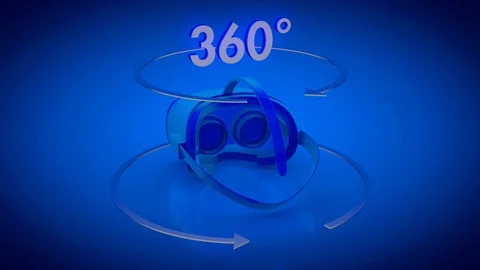 VR Virtual Reality Headset Blue Background 4K 스톡 동영상 94606462