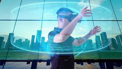 Vr virtual reality wearable smart glasses Stock Footage 205996694