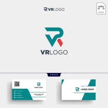 VR Visual Ready logo template and business card design Stock Illustration