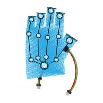 Vr wired glove interaction 3d drawing Stock Illustration