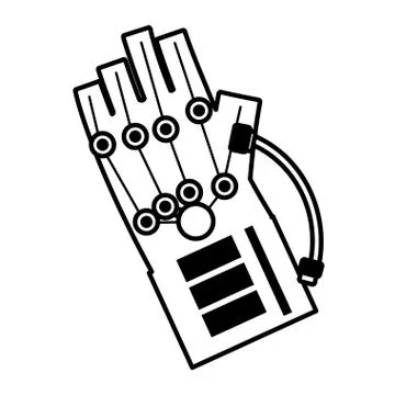 Vr wired glove interaction 3d outline Illustrazione stock