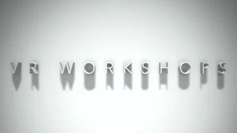 Vr workshops 3D title animation white text on a white background Stock Footage 299373977