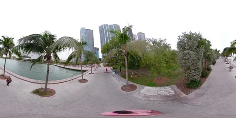 VR360 5.2k motion stock video tour Museum Park Downtown Miami 動画素材 85376485