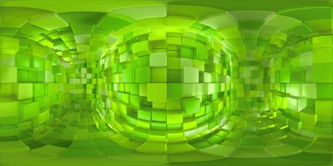 VR360 Abstract Green Cubes Background pattern wall. 3D render Projection Mapping Stock Footage 155358427