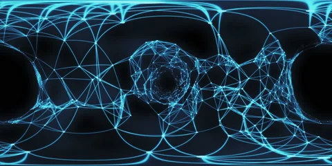 VR360 Abstract Motion Background - Digital Binary Plexus Tunnel Stock Footage 153385590