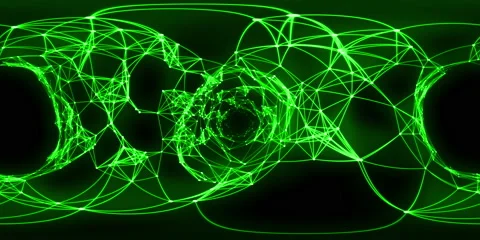 VR360 Abstract Motion Background - Digital Binary Plexus Tunnel Loop Stock Footage 159809225