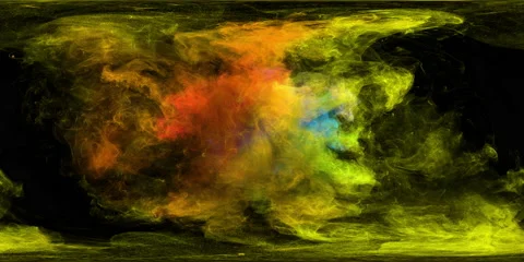 VR360 acid yellow powder explosion colorful burst smoke fluid ink particles 8K Stock Footage 147494532