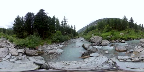 VR360 Alpine steam in a cloudy day 1 Stock Footage 159209162