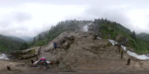 VR360 Alpine steam in a cloudy day Stock Footage 159209190