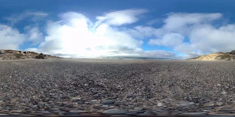 VR360, Beach with bunkers in the sand dunes, clouds, time lapse, Denmark, VR Stock Footage 117536858