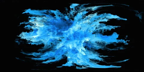 VR360 Blue Color powder explosion burst smoke fluid ink particles alpha 8K Stock Footage 147510892