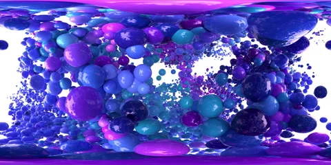 VR360 Bubble Burst colorful foaming balls balloons spheres explosion alpha 60fps Stock Footage 146519906