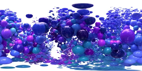 VR360 Bubble Burst colorful foaming balls balloons spheres explosion alpha 60fps Stock Footage 153385212