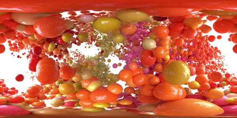 VR360 Bubble Burst colorful foaming balls balloons spheres explosion alpha 60fps Stock Footage 153385604