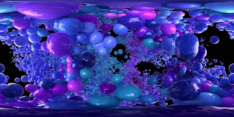 VR360 Bubble Burst colorful foaming balls balloons spheres explosion alpha 60fps Stock Footage 155465249