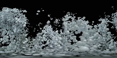 VR360 Bubble Burst colorful foaming balls balloons spheres explosion alpha 60fps Stock Footage 155465381