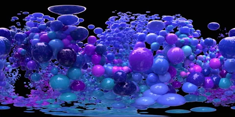 VR360 Bubble Burst colorful foaming balls balloons spheres explosion alpha 60fps Stock Footage 157238145