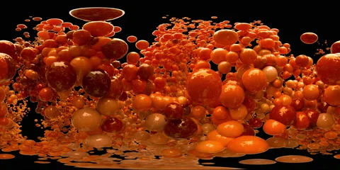 VR360 Bubble Burst colorful foaming balls balloons spheres explosion alpha 60fps Stock Footage 159808367