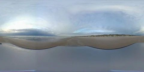 VR360, Car drives over sandy beach with seagulls, North Sea, VR Stock Footage 117537256