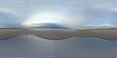 VR360, Car drives over sandy beach with seagulls, North Sea, VR Stock Footage 117537341