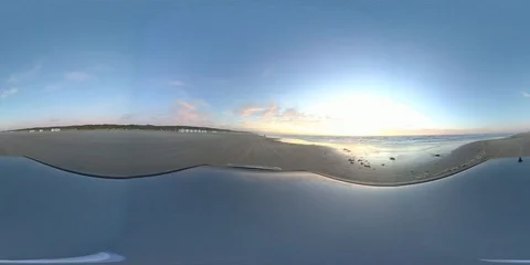 VR360, Car drives over sandy beach by sunset, North Sea, VR Stock Footage 117538655