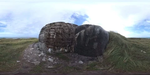 VR360, Concrete bunker from World War II in Denmark, Westwall, VR, 360 VR Stock Footage 117532469