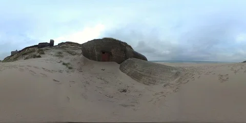 VR360, Concrete bunker from World War II in Denmark, Westwall, VR, 360 VR Stock Footage 117532586