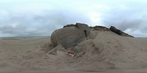 VR360, Concrete bunker from World War II in Denmark, Westwall, VR, 360 VR Stock Footage 117532756
