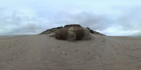 VR360, Concrete bunker from World War II in Denmark, Westwall, VR, 360 VR Stock Footage 117532893